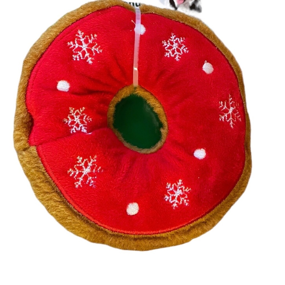 Spot Holiday Toy Red Festive Tasty Donut 5" Full Body Squeaker Dog Ethical Pet